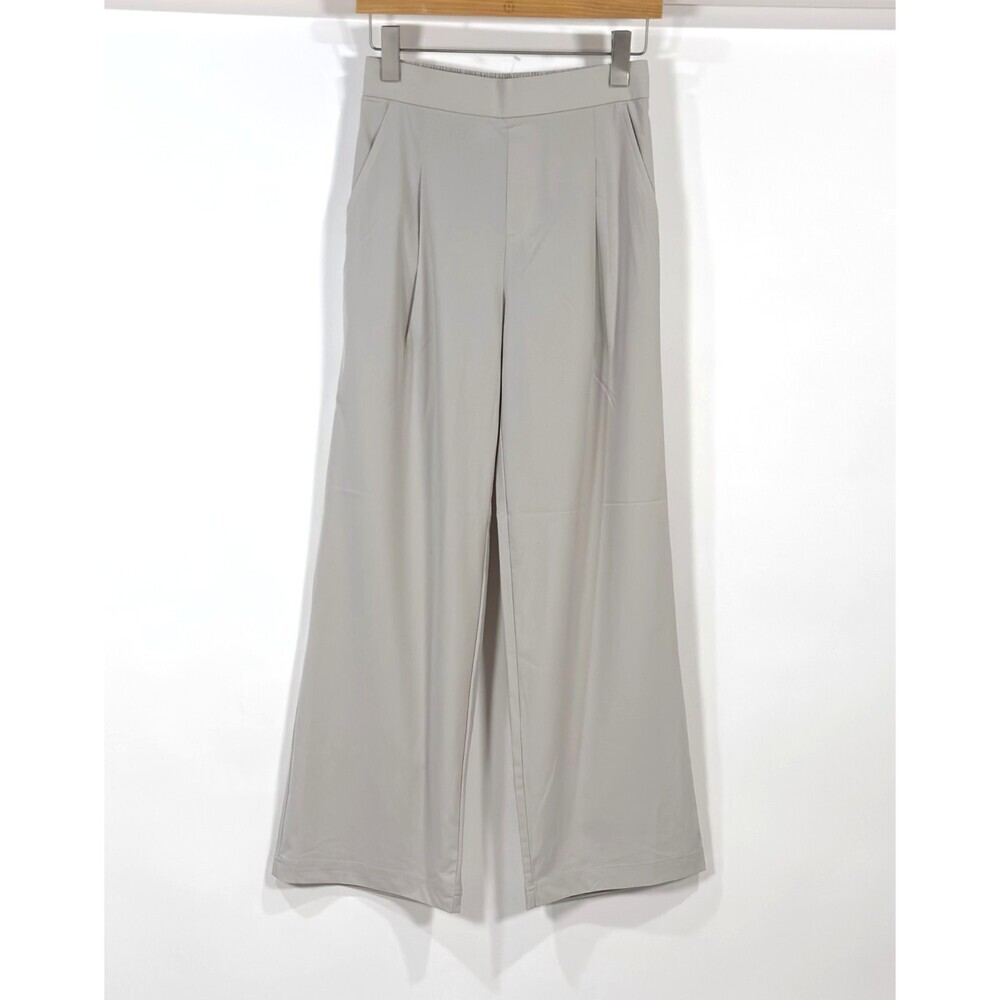 Lou & Grey Wanderweave Wide Leg Stretch Pleated Trouser Pants Grey NWT - XS